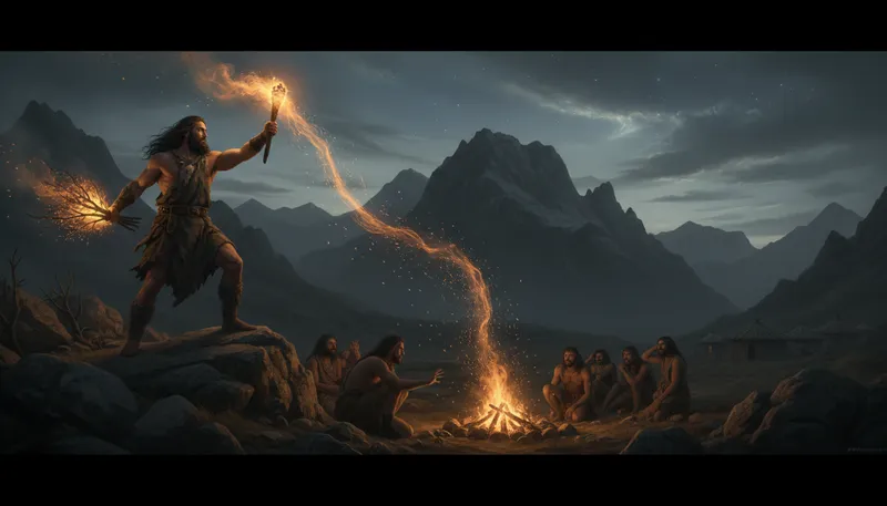 Illustration of prometheus: Titan in Greek mythology who stole fire.