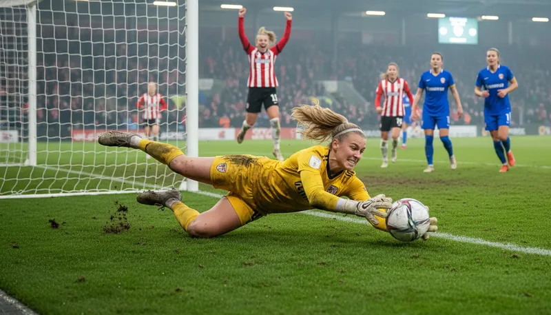 Illustration of goalkeeping: The act of guarding a soccer goal.