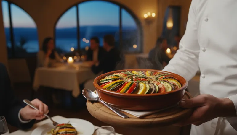 Illustration of tian: French vegetable dish baked in layers
