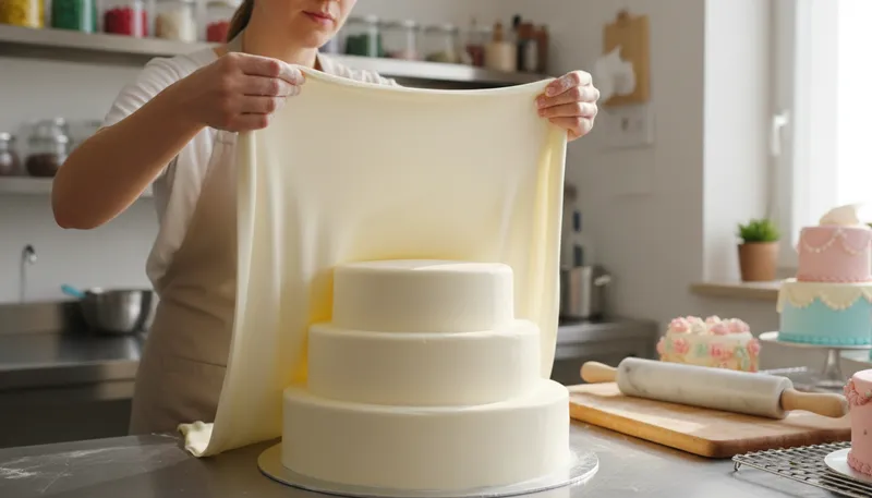 Illustration of fondant: A sweet icing used in cake decoration.
