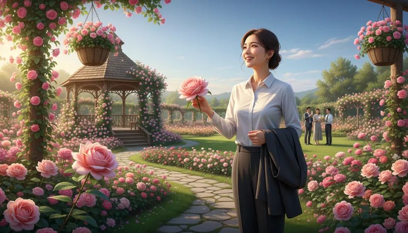 Illustration of everything in the garden is rosy: everything is fine or going well