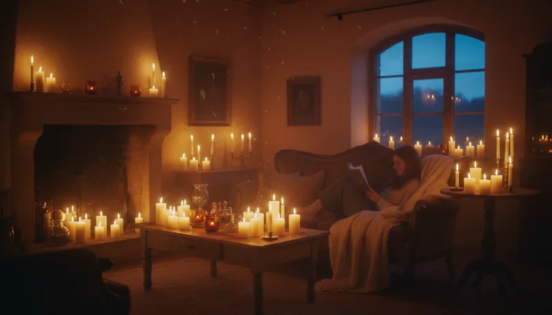 Illustration of candlelight: Light produced by burning a candle.