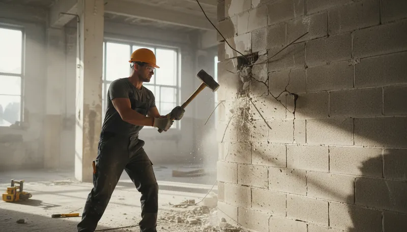 Illustration of sledgehammer: a heavy tool used for breaking hard objects
