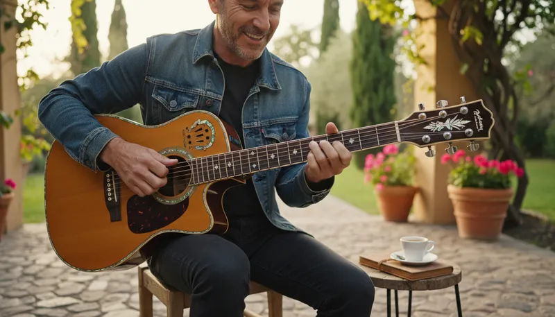 Illustration of santana: A popular brand of musical guitars.