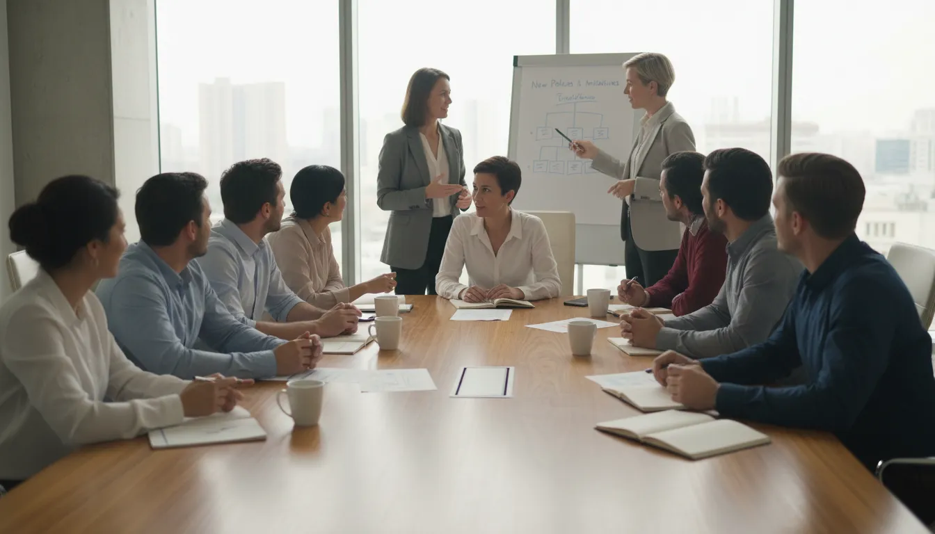 Hình minh họa cho roundtable: a meeting where everyone shares ideas equally