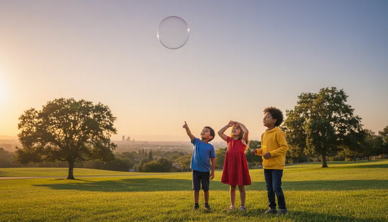 Illustration of bubble: A thin sphere of liquid filled with air.