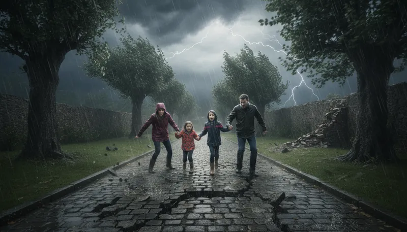 Illustration of quake: A sudden shake or tremor, often from an earthquake.
