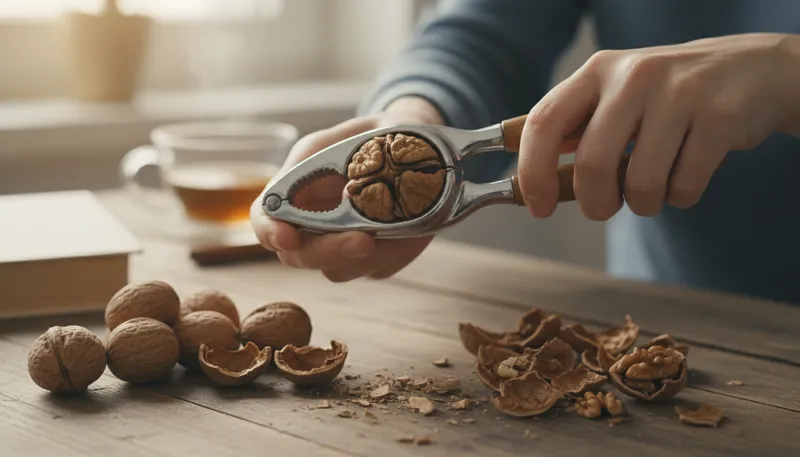 Illustration of nutcracker: A tool for cracking nuts open.