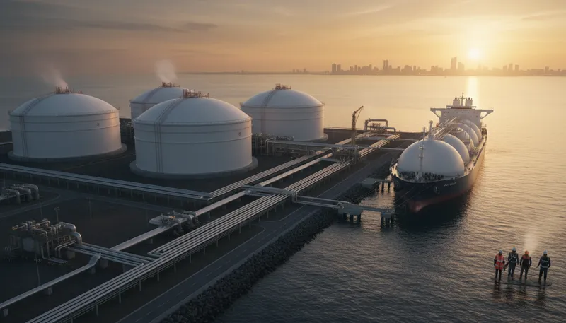 Illustration of lng: Liquefied natural gas for energy.