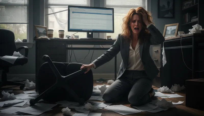 Illustration of come unhinged: to become very upset or lose control