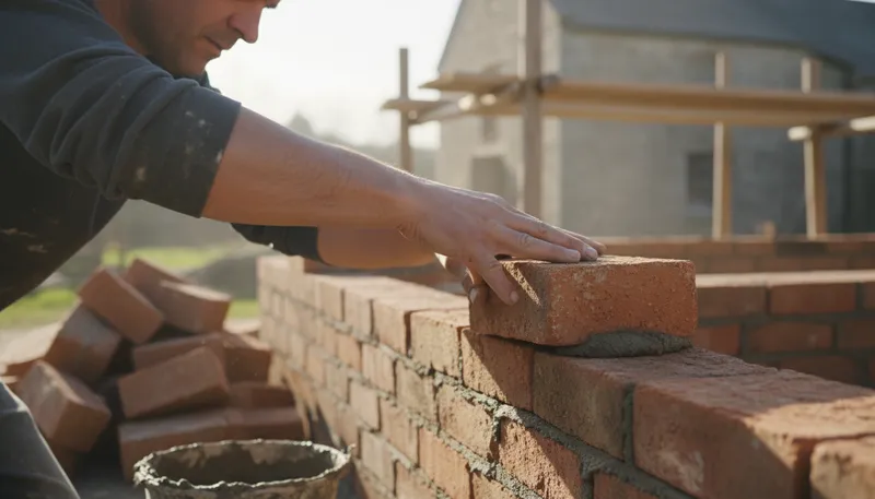Illustration of brick: a small, rectangular block used in building