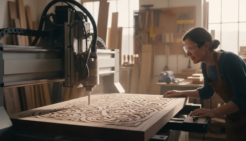 Illustration of cnc: Computer-controlled machine for precise cutting.