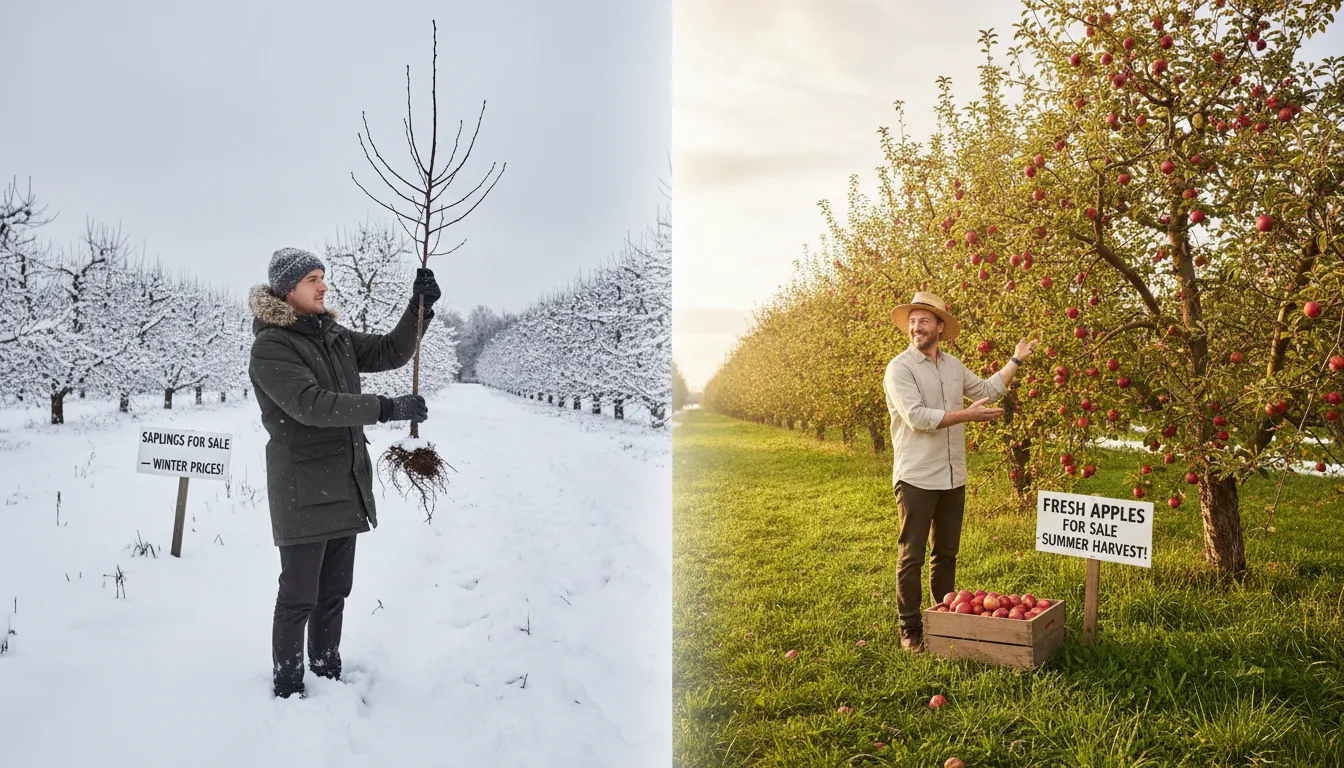 Illustration von buy when it snows and sell when it goes: Buy assets in winter, sell in warmer months.