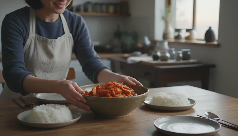 Illustration of kimchi: A spicy Korean dish made from fermented vegetables.