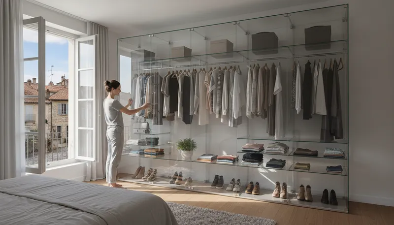 Illustration of the closet is made of glass: one's secrets are visible to others.