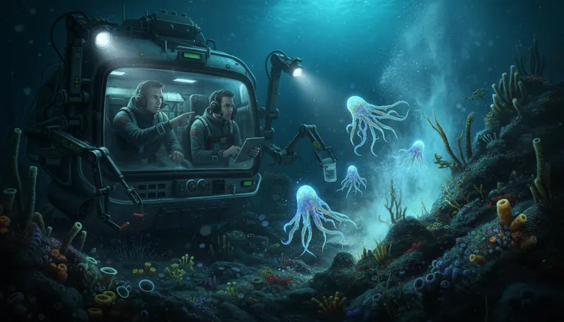 Illustration of oceanographic: Related to the study of oceans.