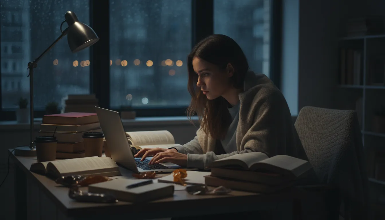 Illustration of locked in: intensely focused and working with total concentration