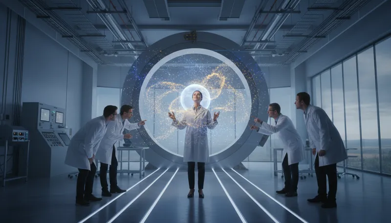 Illustration of boson: A particle that transmits forces in physics.
