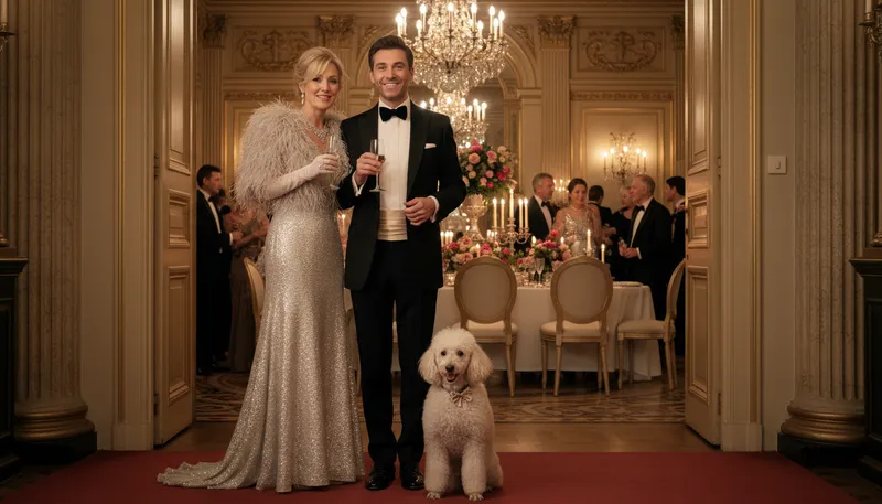 Illustration of put on the dog: To show off wealth or luxury.
