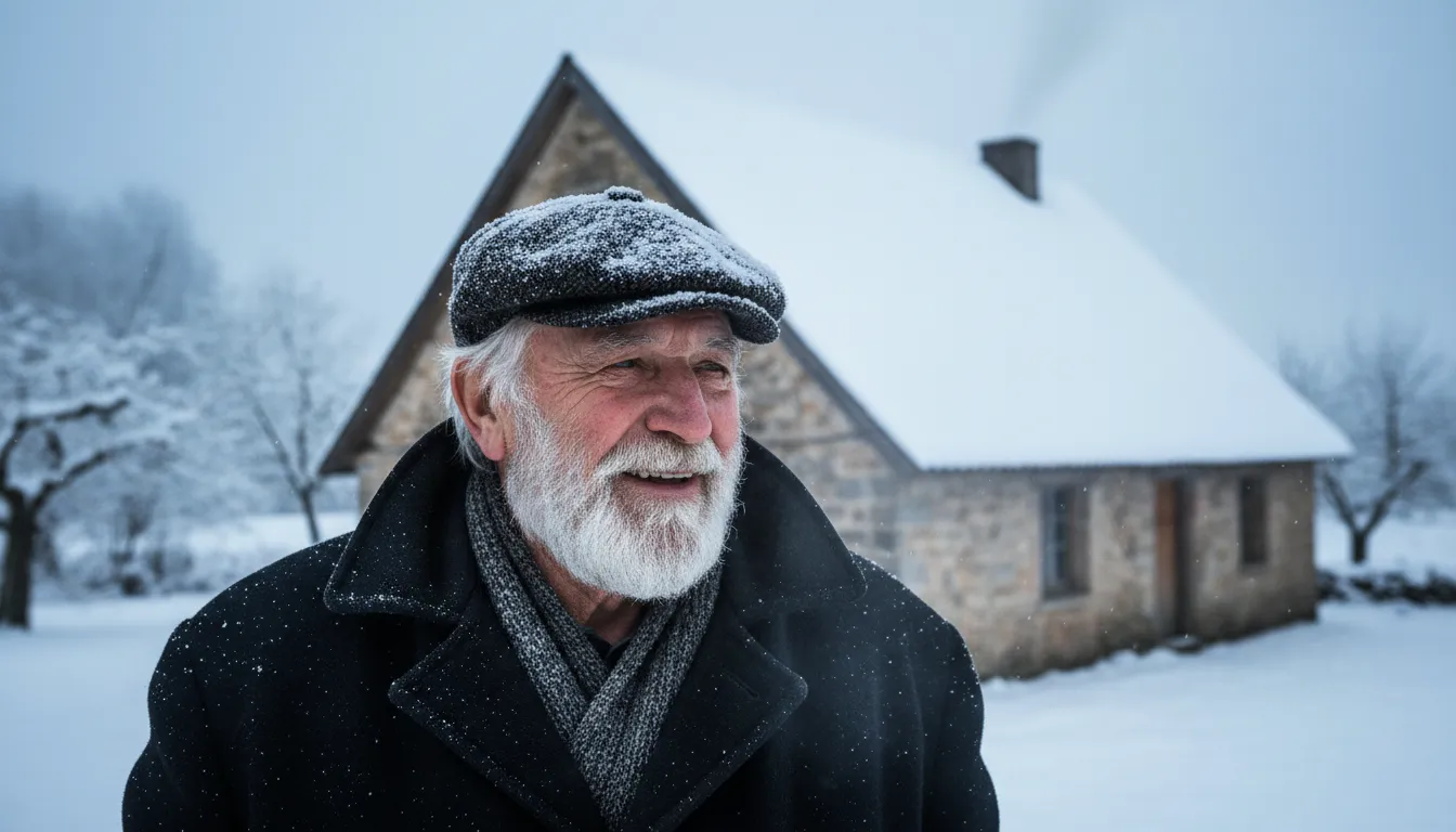 snow on the rooftop-এর ইলাস্ট্রেশন: gray or white hair indicating age