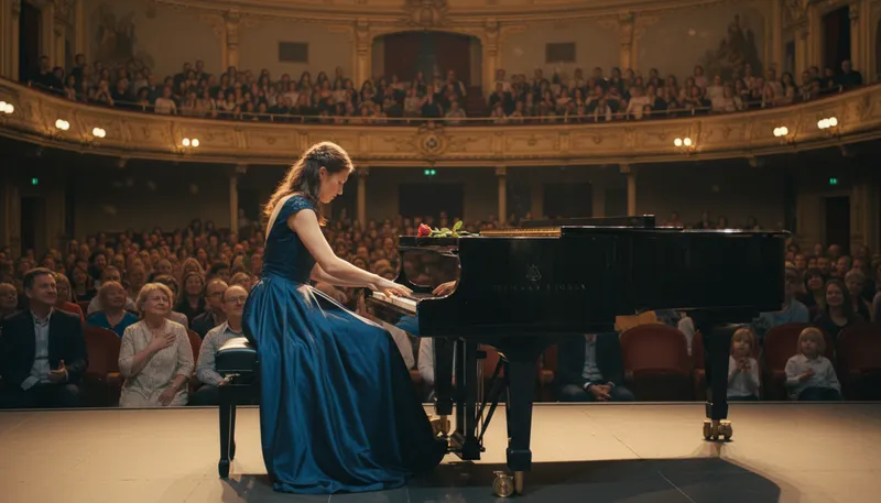 Illustration of pianist: someone who plays the piano professionally.