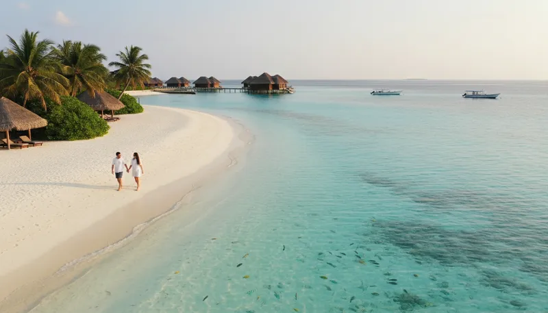 Illustration of maldives: a tropical paradise of islands in the ocean.