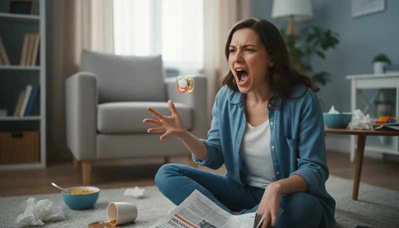 Illustration of spit the dummy: Lose one's temper or composure.