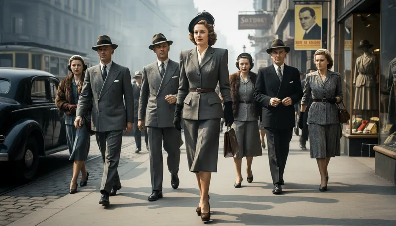 Illustration of forties: A decade from 1940 to 1949.