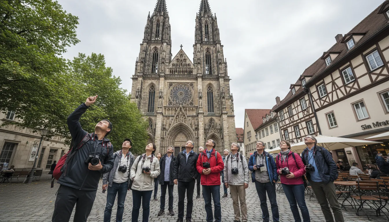 Ilustrasi Ulm: A city in Germany known for its cathedral.