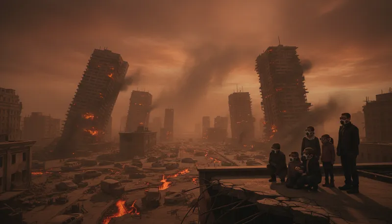 Illustration of doomsday: A day of catastrophic events or judgment.