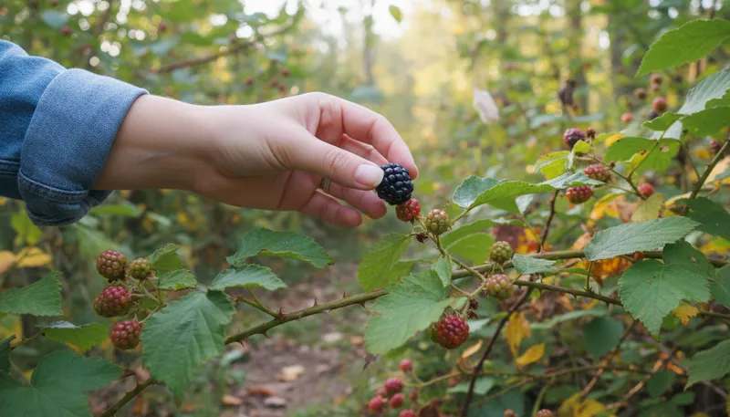 Illustration of blackberry: A dark purple fruit with a sweet tart flavor.