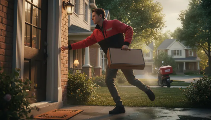 Illustration of delivery: The act of bringing goods to a person.