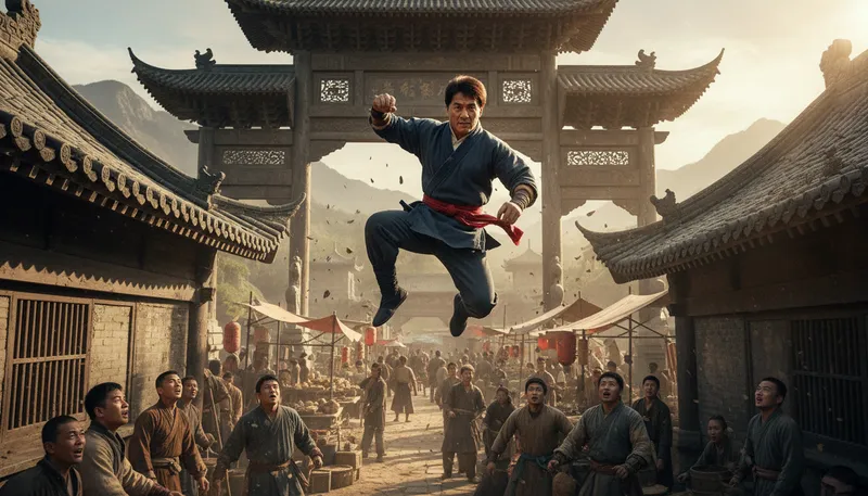 Illustration of jackie: a famous action star, Jackie Chan