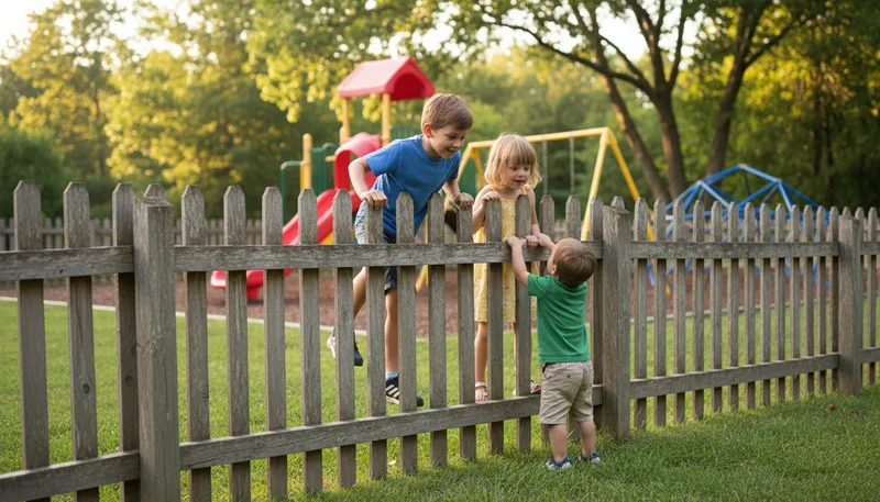 Illustration of fence: A barrier enclosing an area or property.