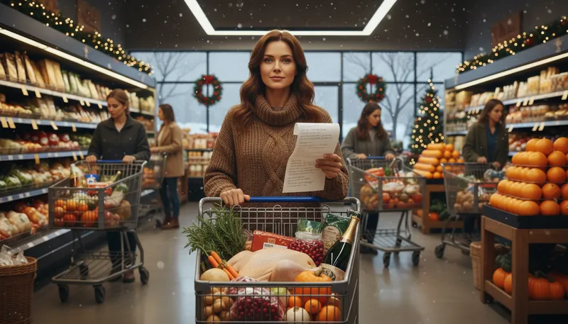 Illustration of big shop: large grocery or retail shopping trip