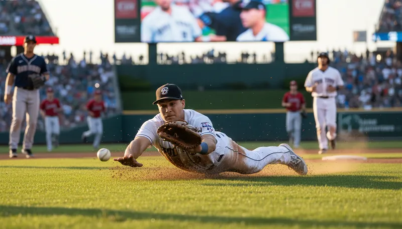 Illustration of shortstop: A player in baseball positioned between second and third base.