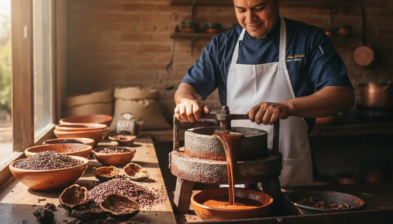 Illustration of cacao: The source of chocolate, from cacao beans.