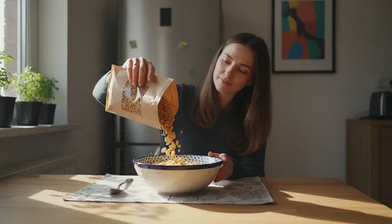 Illustration of cereal: A common breakfast food made from grains.