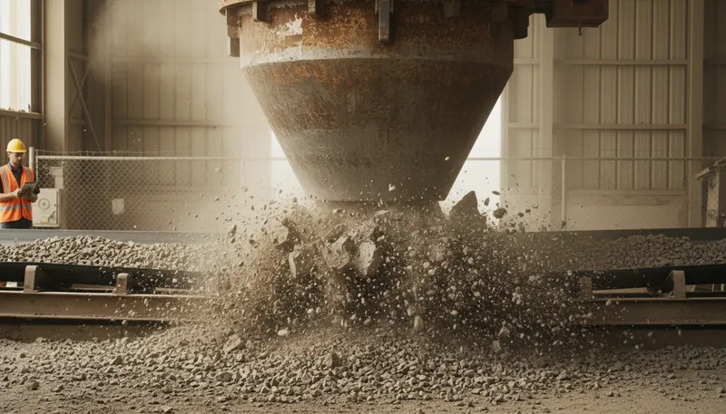 Illustration of crusher: A device that crushes something.