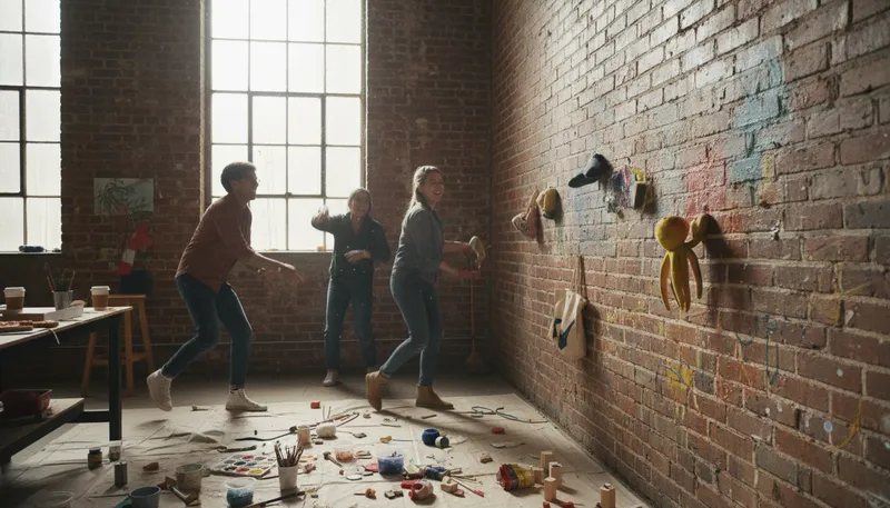 Illustration of throw things at the wall and see what sticks: Try various ideas to see what works.