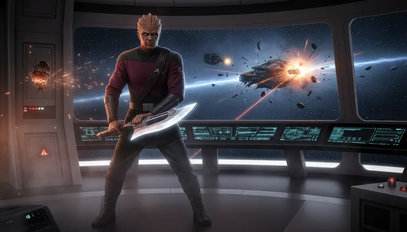 Illustration of worf: A character from Star Trek, known for strength.