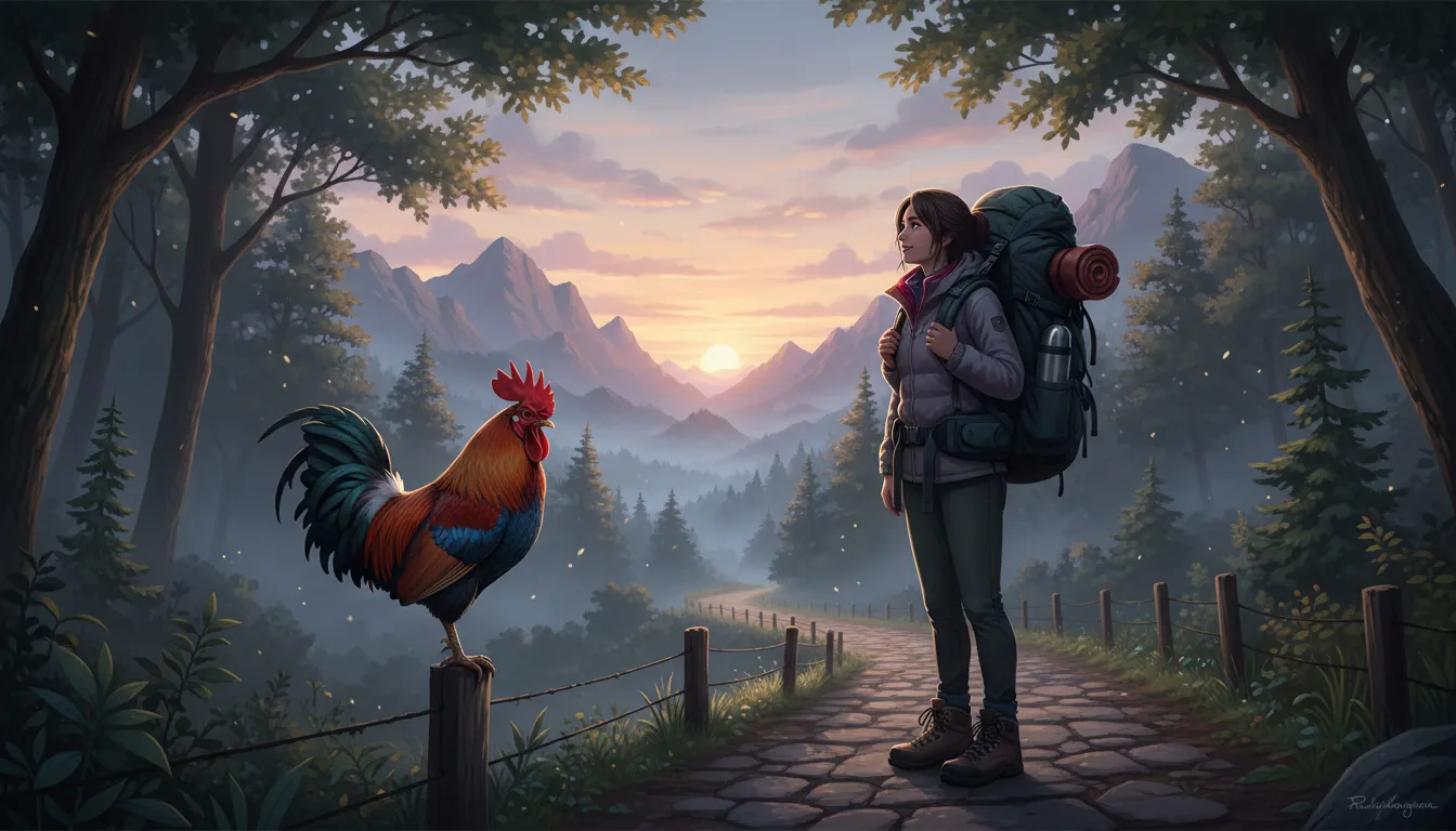 Иллюстрация beat the cock: to wake up very early in the morning