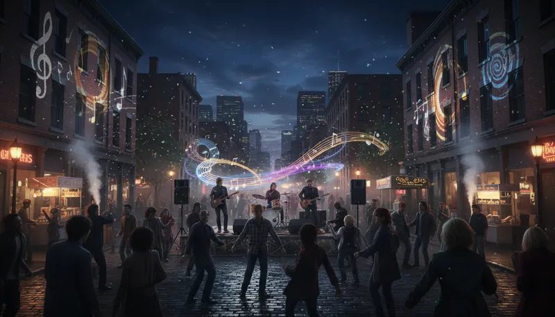 Illustration of nightlife: Social activities occurring at night.
