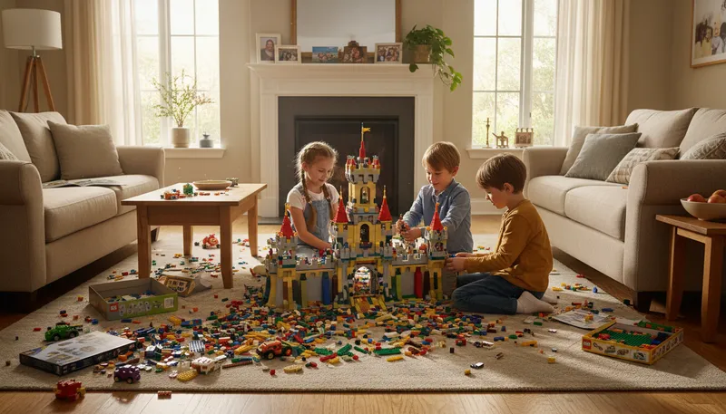 Illustration of legos: Colorful plastic blocks for creative building.