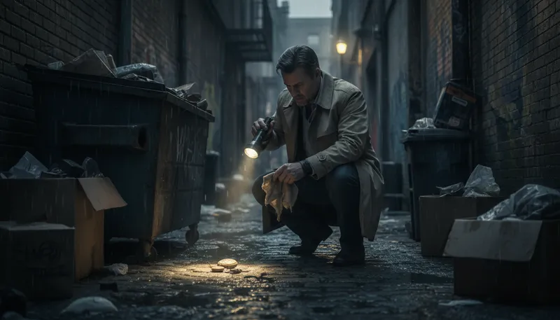 Illustration of detective: A person who investigates crimes.