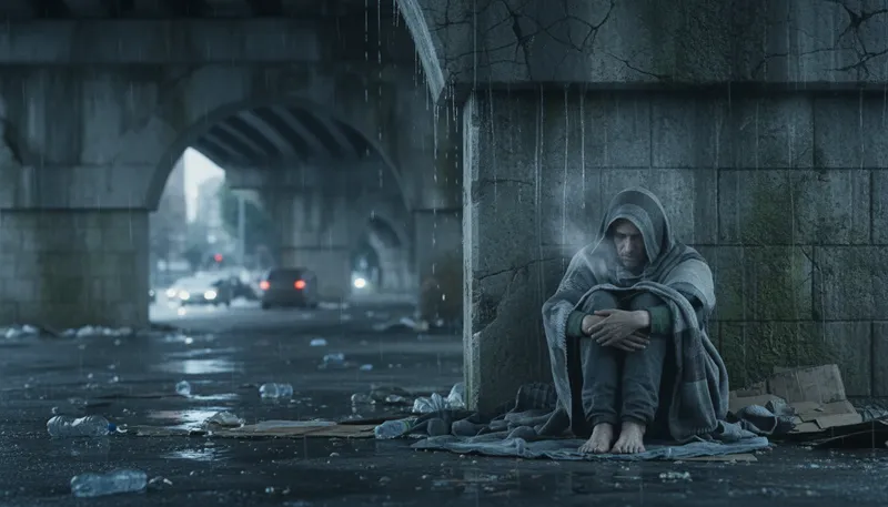 Illustration of wretch: a miserable or unhappy person.