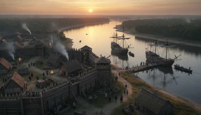 Illustration of jamestown: A historic settlement in early American history.