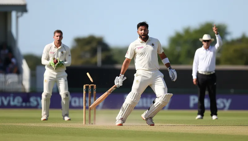Illustration of hit wicket: A cricket term for being out.