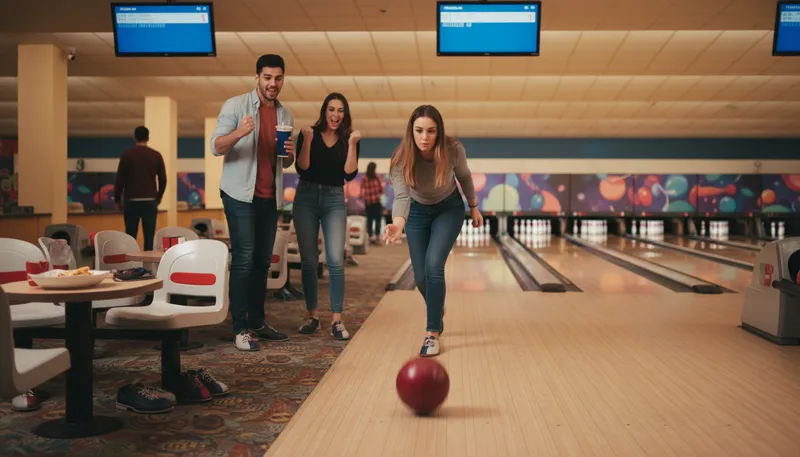 Illustration of bowl: a game involving rolling balls at pins