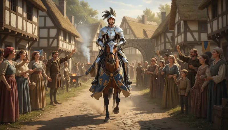 Illustration of chevalier: A knight or nobleman in French.